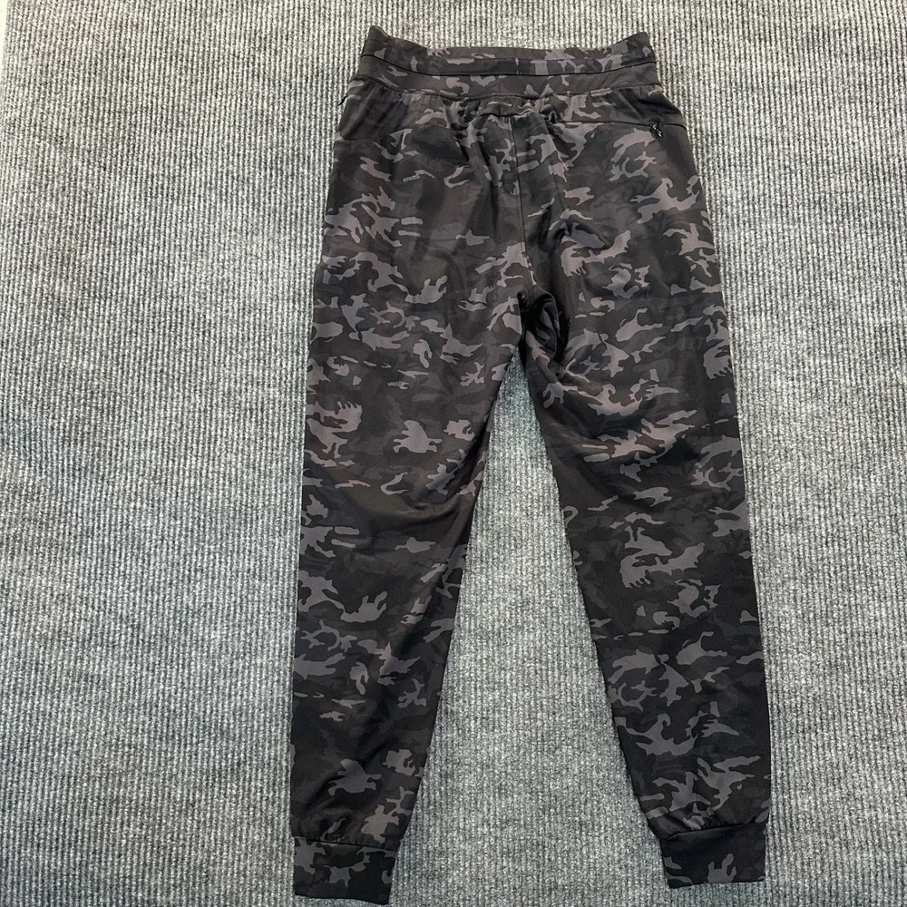Camo Jogger Pants Size M Black Gray Camouflage Athletic Gym Lounge Spandex Blend